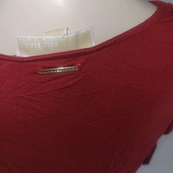 MICHEAL KORS Designer Red Layered L 3/4 Sleeve Blouse Contemporary Mature Career - Picture 5 of 6